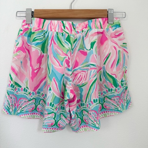Lilly Pulitzer Katia Short 5" Size XS Croc My World Pink Green Print Beach - Picture 3 of 9